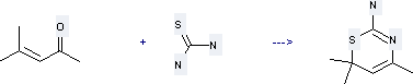 The 4, 6, 6-Trimethyl-6H-1, 3-thiazin-2-ylamine can be obtained by 4-Methyl-pent-3-en-2-one and Thiourea.